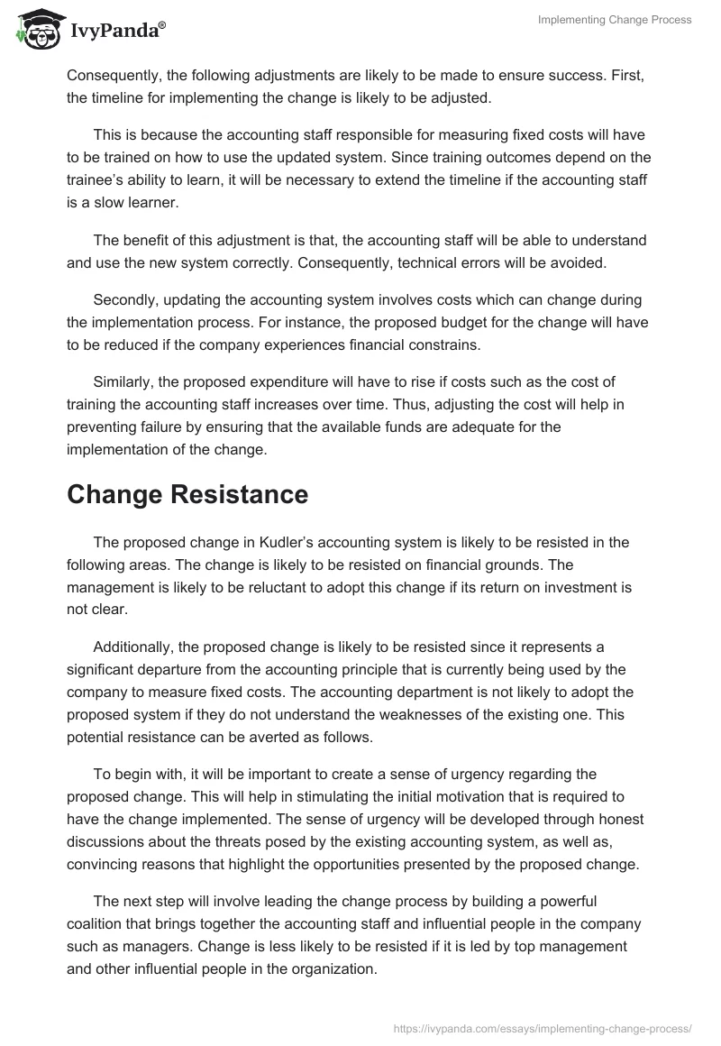 Implementing Change Process. Page 2