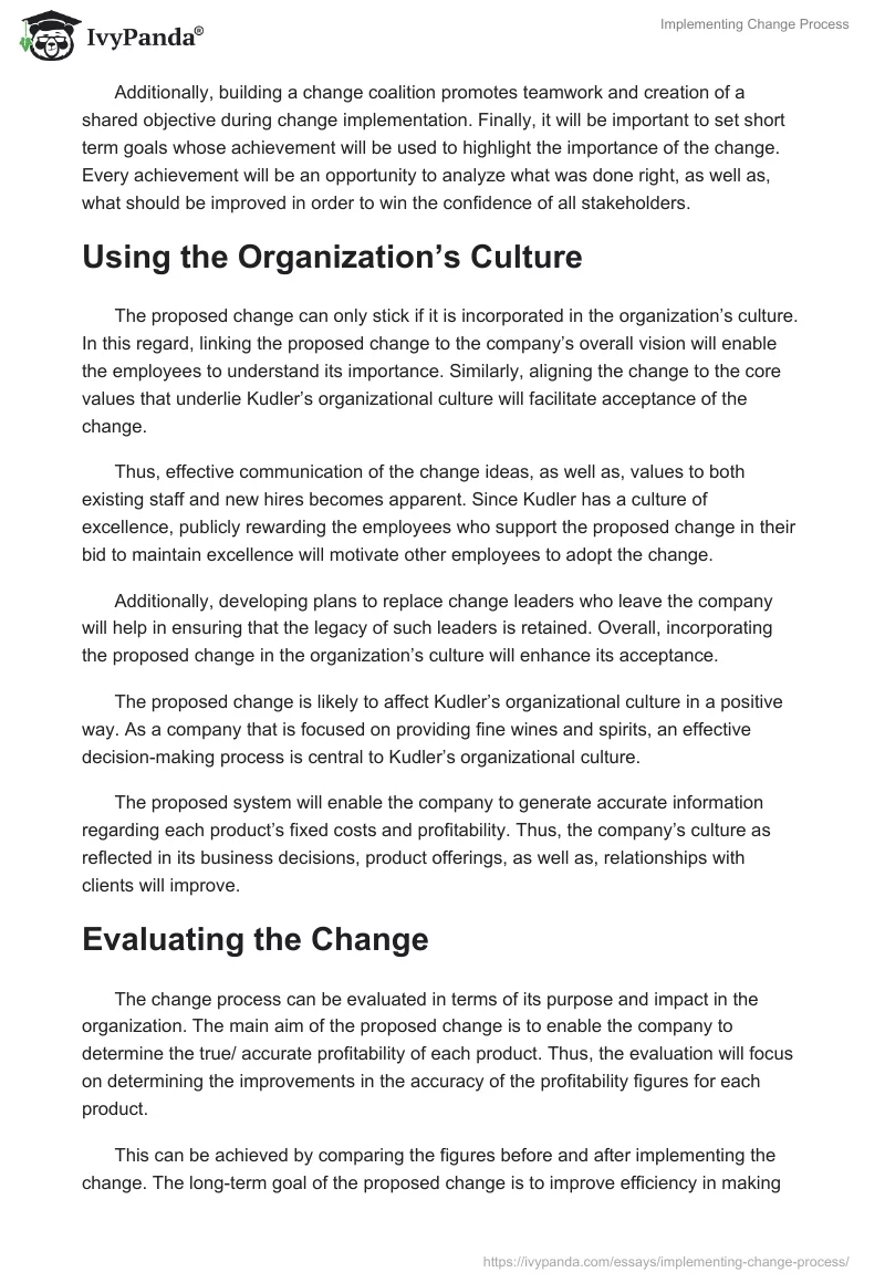 Implementing Change Process. Page 3