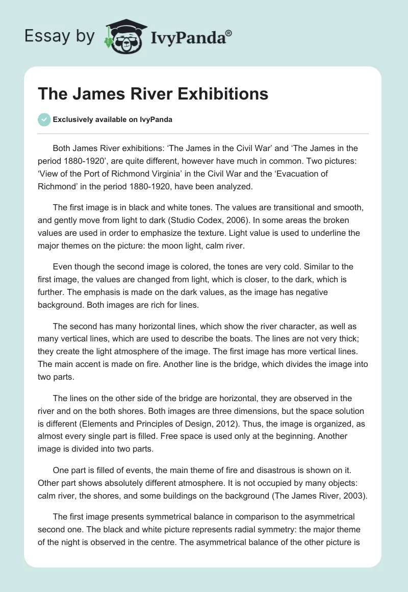 The James River Exhibitions. Page 1
