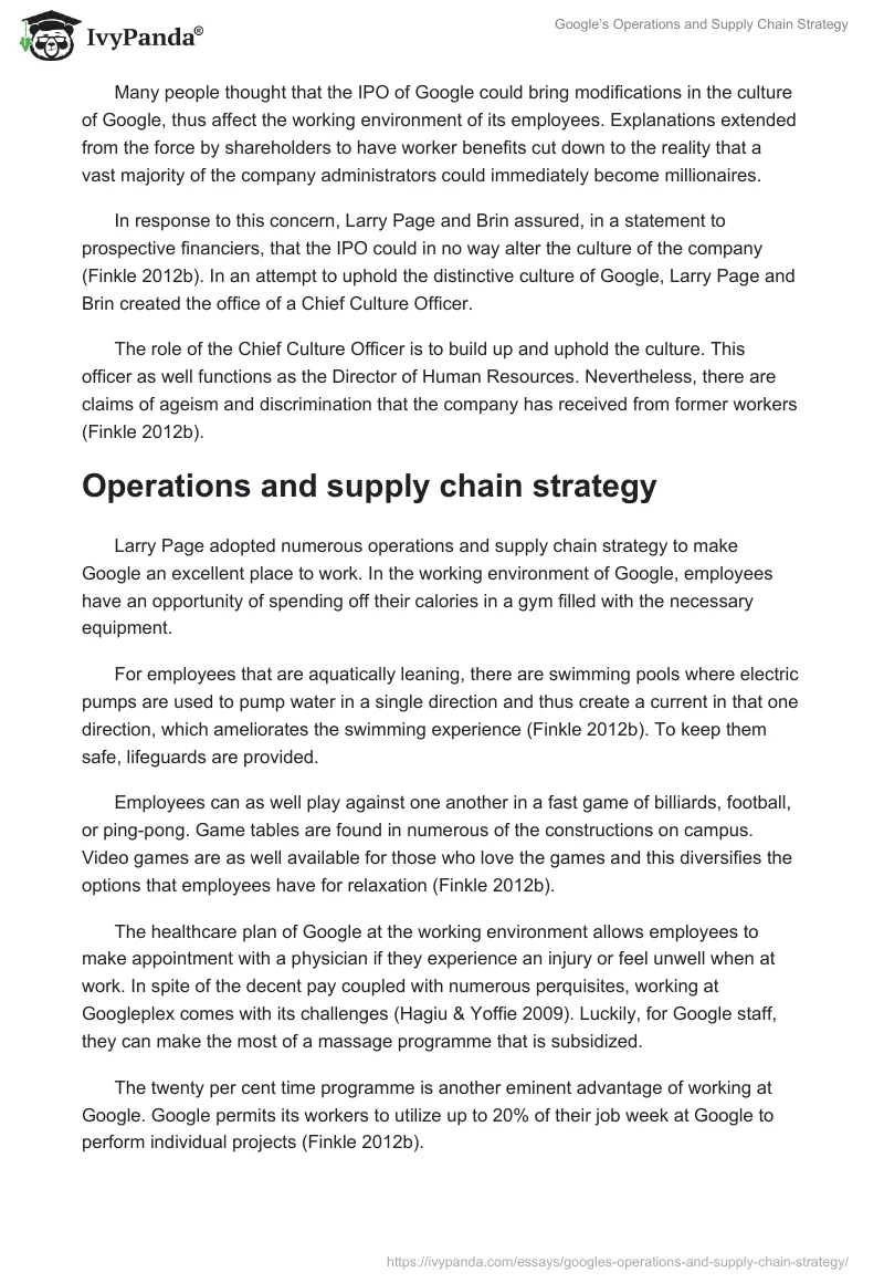 Google’s Operations and Supply Chain Strategy. Page 3