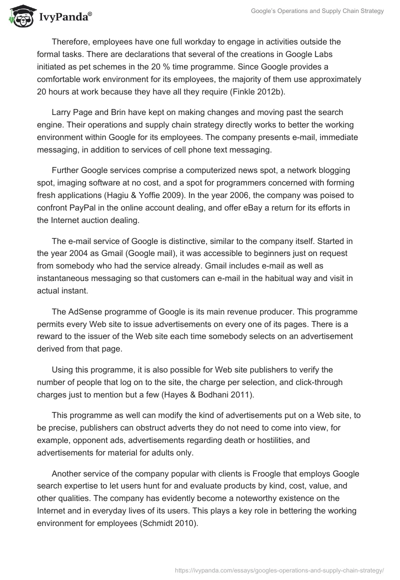 Google’s Operations and Supply Chain Strategy. Page 4