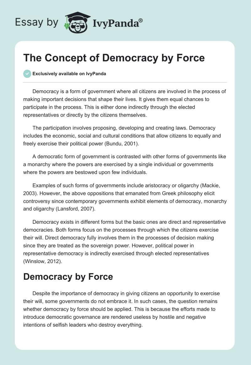 The Concept of Democracy by Force. Page 1