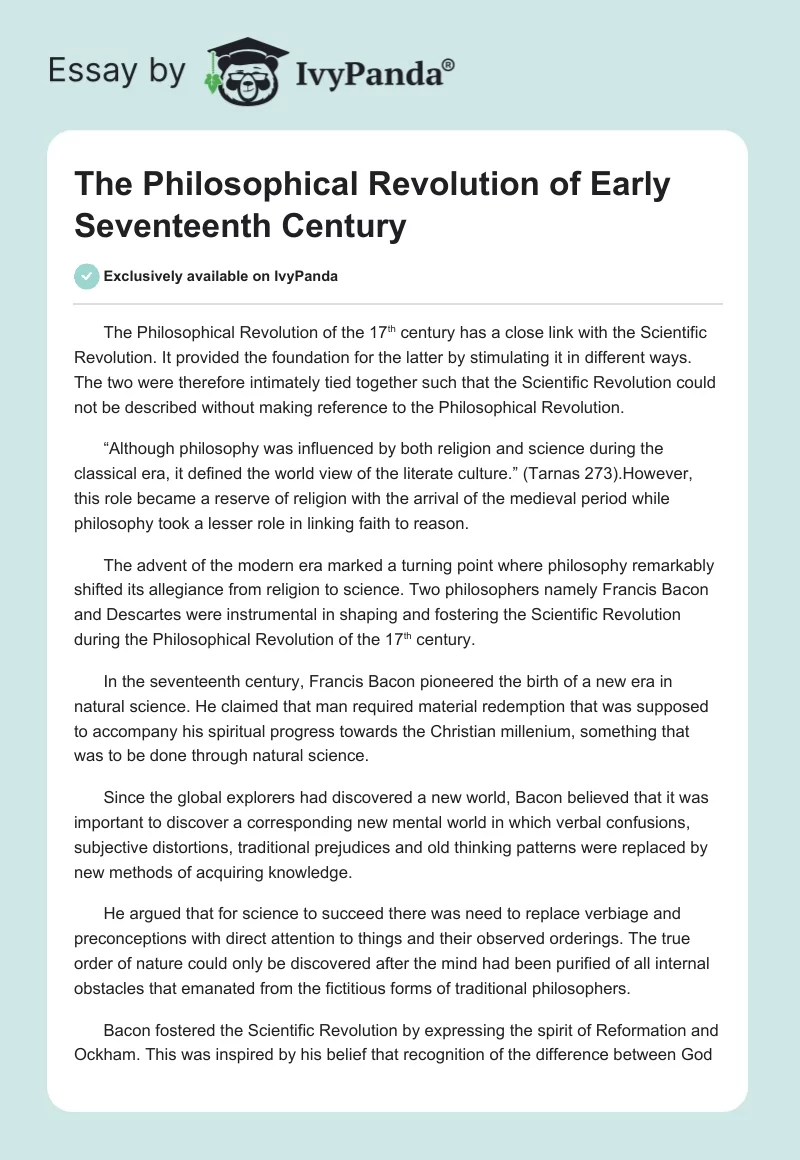 The Philosophical Revolution of Early Seventeenth Century. Page 1