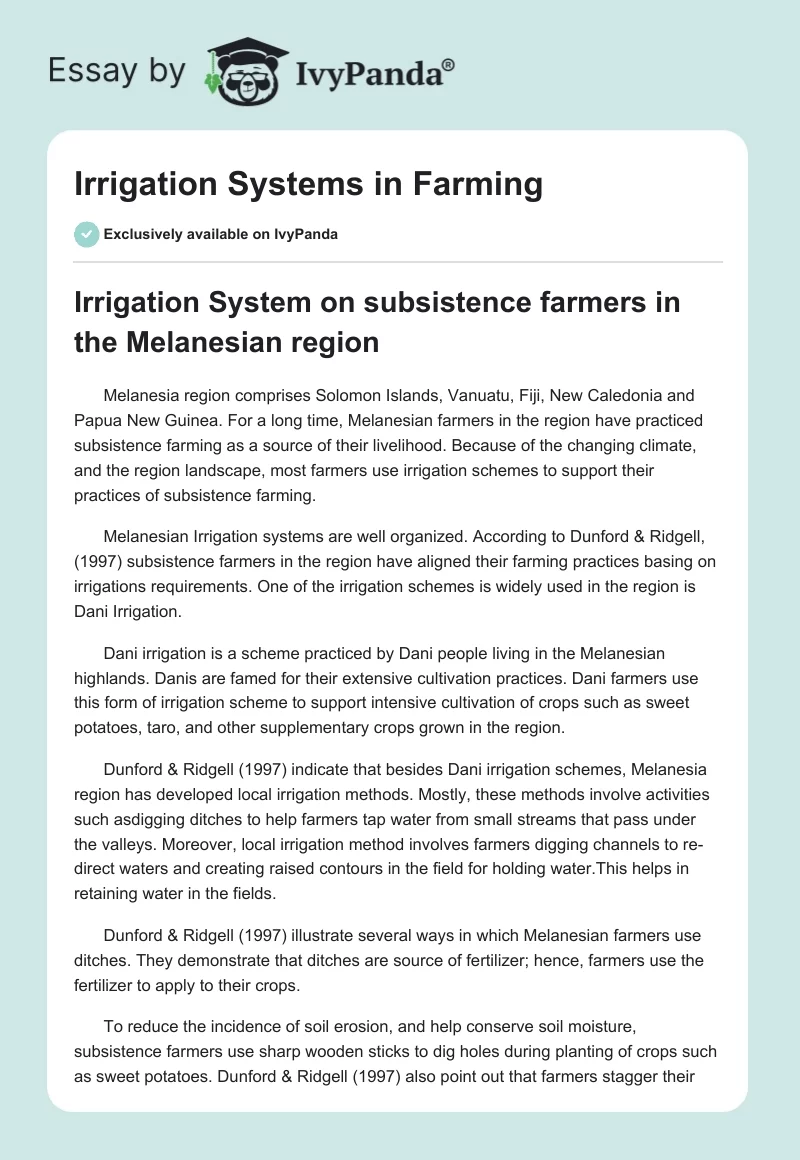 Irrigation Systems in Farming. Page 1