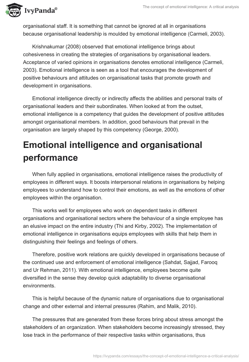 The Concept of Emotional Intelligence: A Critical Analysis. Page 3