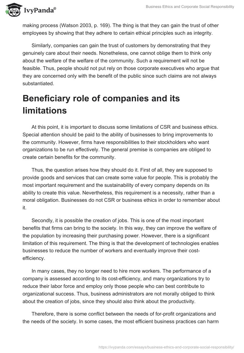 Business Ethics and Corporate Social Responsibility. Page 4
