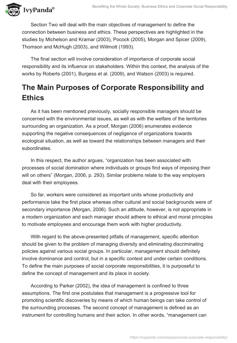 Benefiting the Whole Society: Business Ethics and Corporate Social Responsibility. Page 2