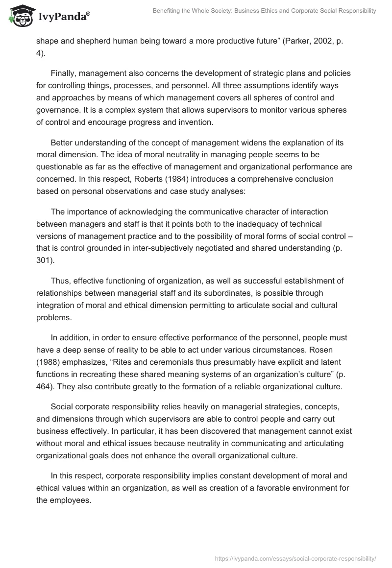 Benefiting the Whole Society: Business Ethics and Corporate Social Responsibility. Page 3