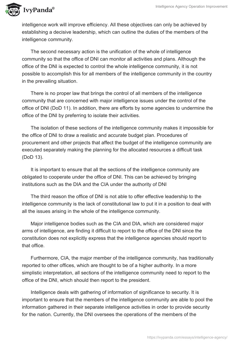 Intelligence Agency Operation Improvement. Page 2