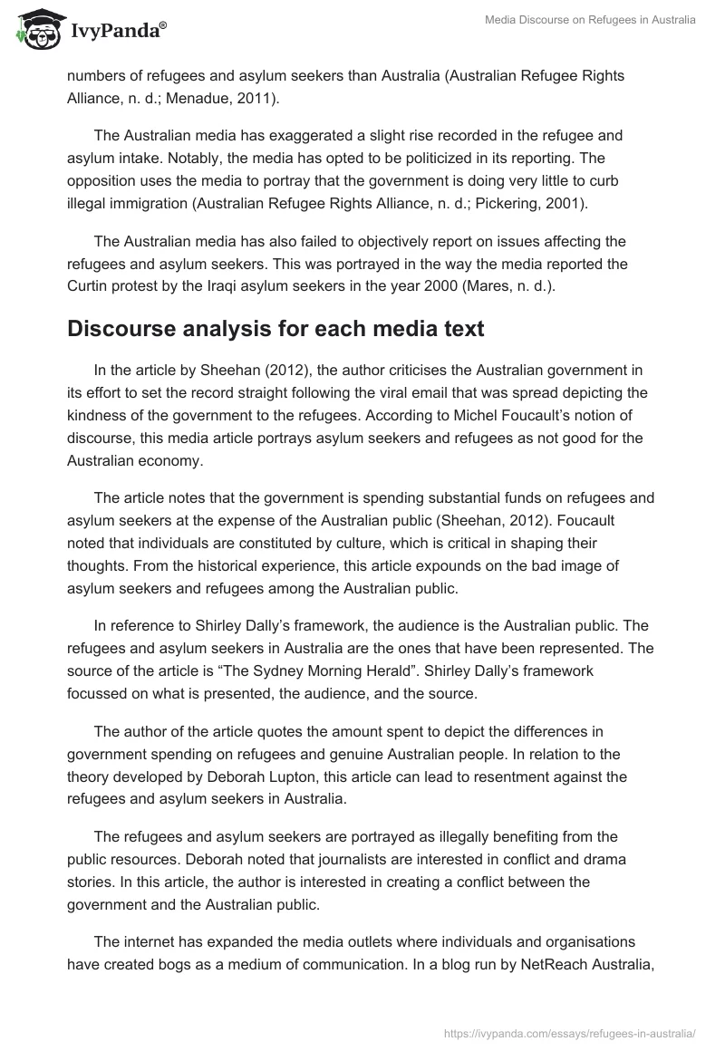 Media Discourse on Refugees in Australia. Page 2