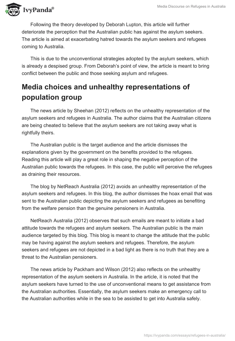 Media Discourse on Refugees in Australia. Page 4