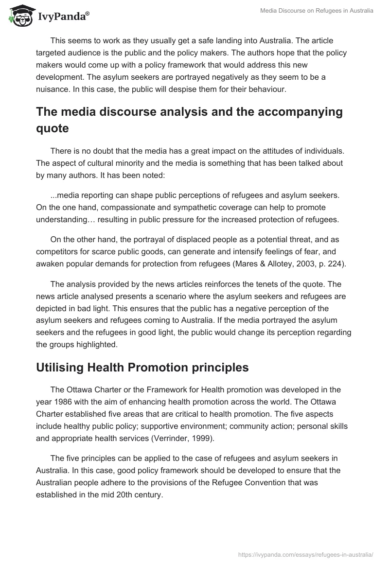 Media Discourse on Refugees in Australia. Page 5