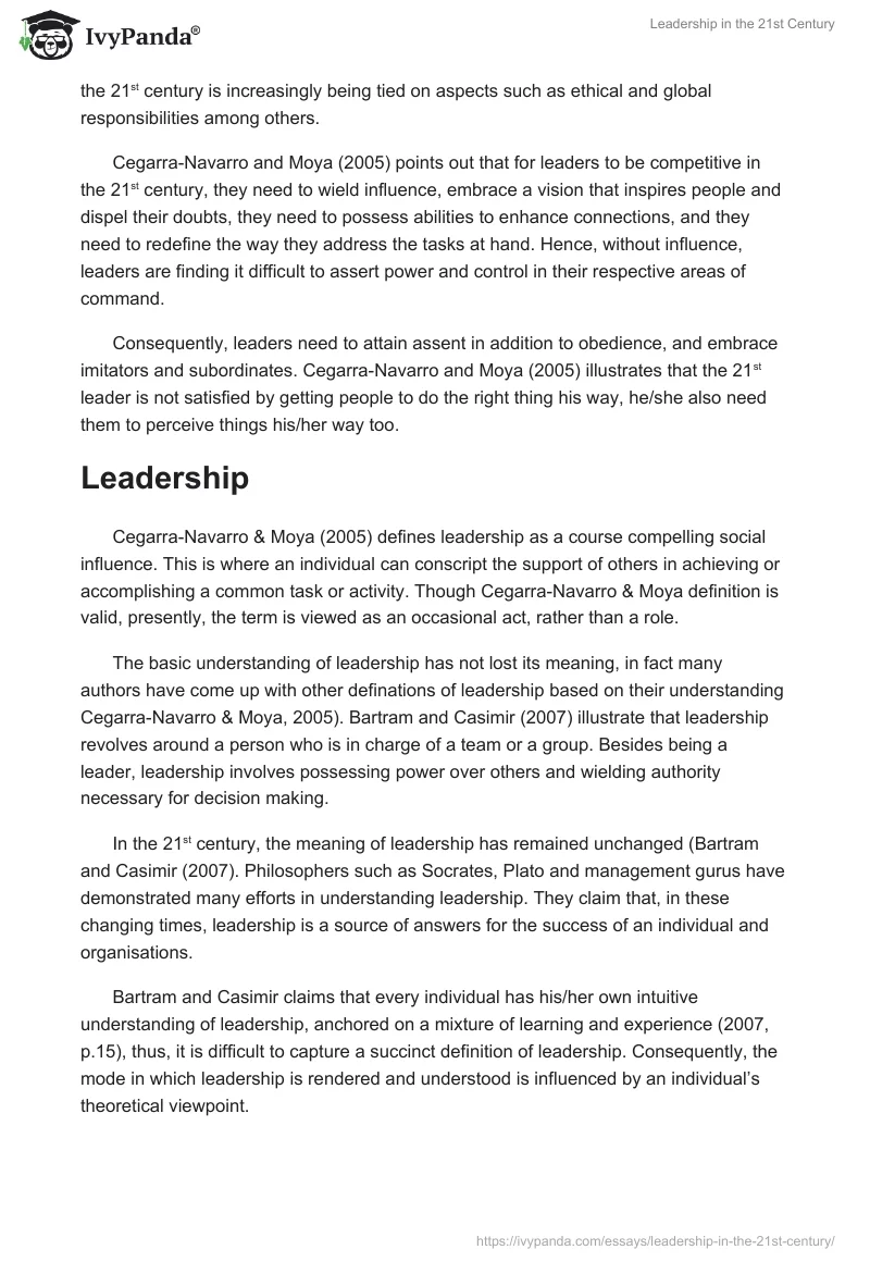 Leadership in the 21st Century. Page 2