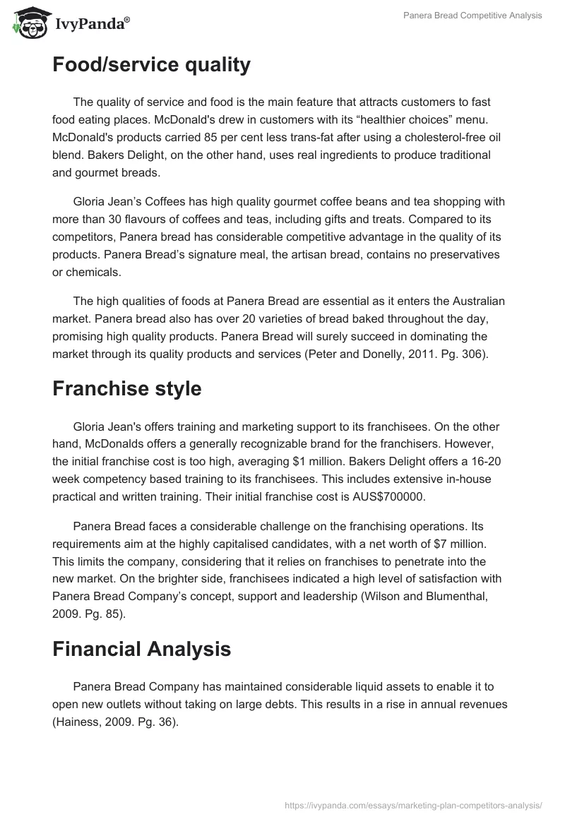 Panera Bread Competitive Analysis. Page 2