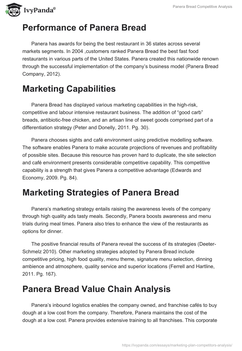 Panera Bread Competitive Analysis. Page 3