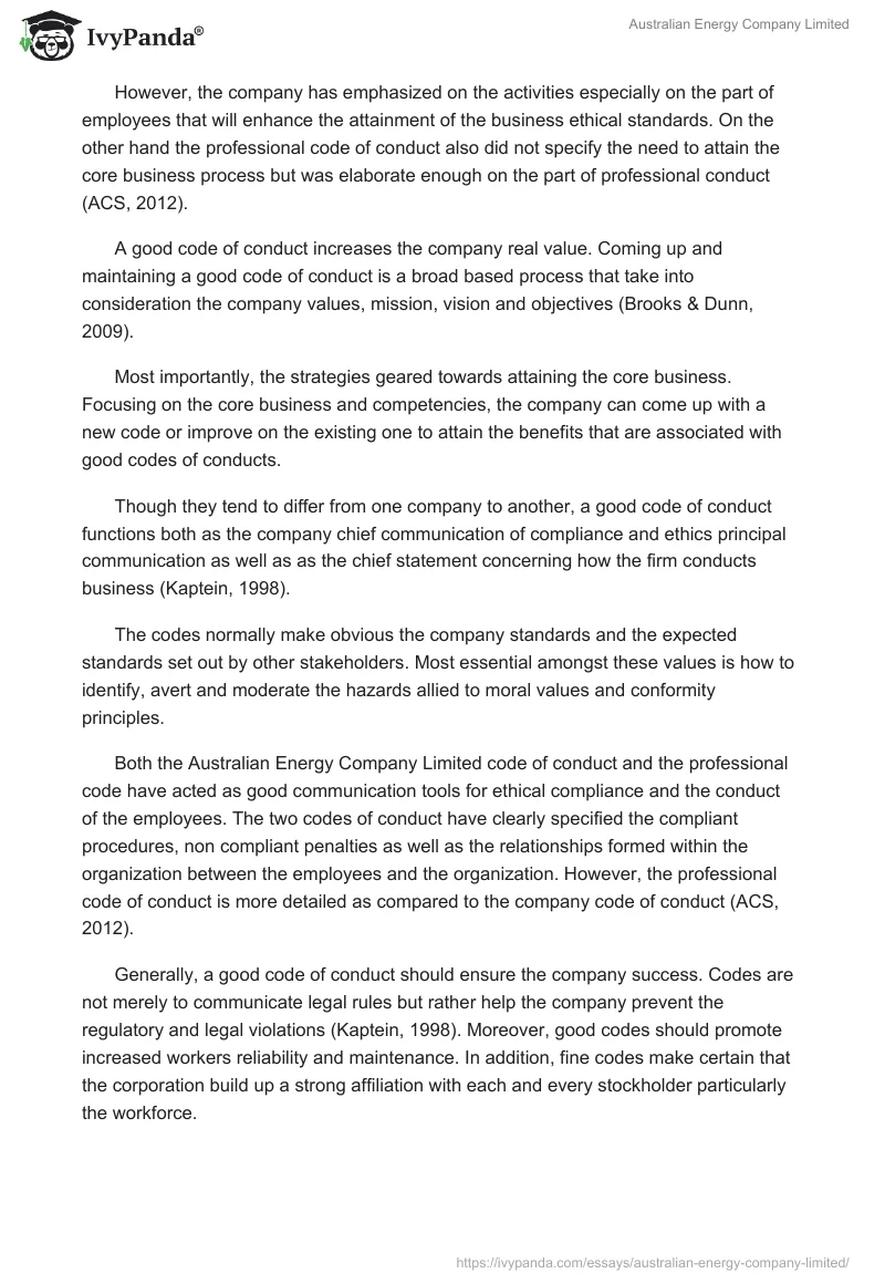 Australian Energy Company Limited. Page 3