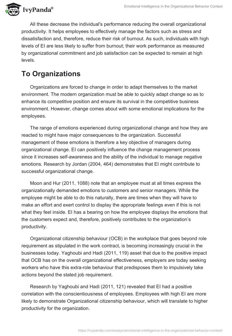 Emotional Intelligence in the Organizational Behavior Context. Page 3