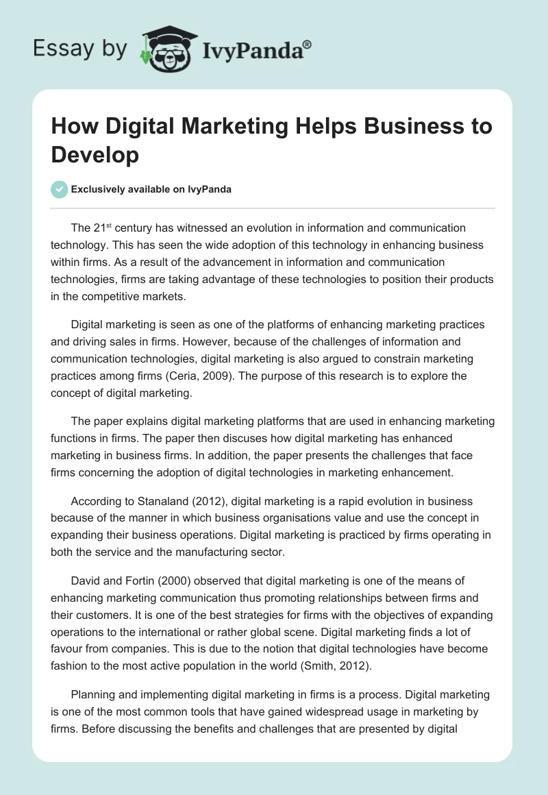 How Digital Marketing Helps Business to Develop. Page 1
