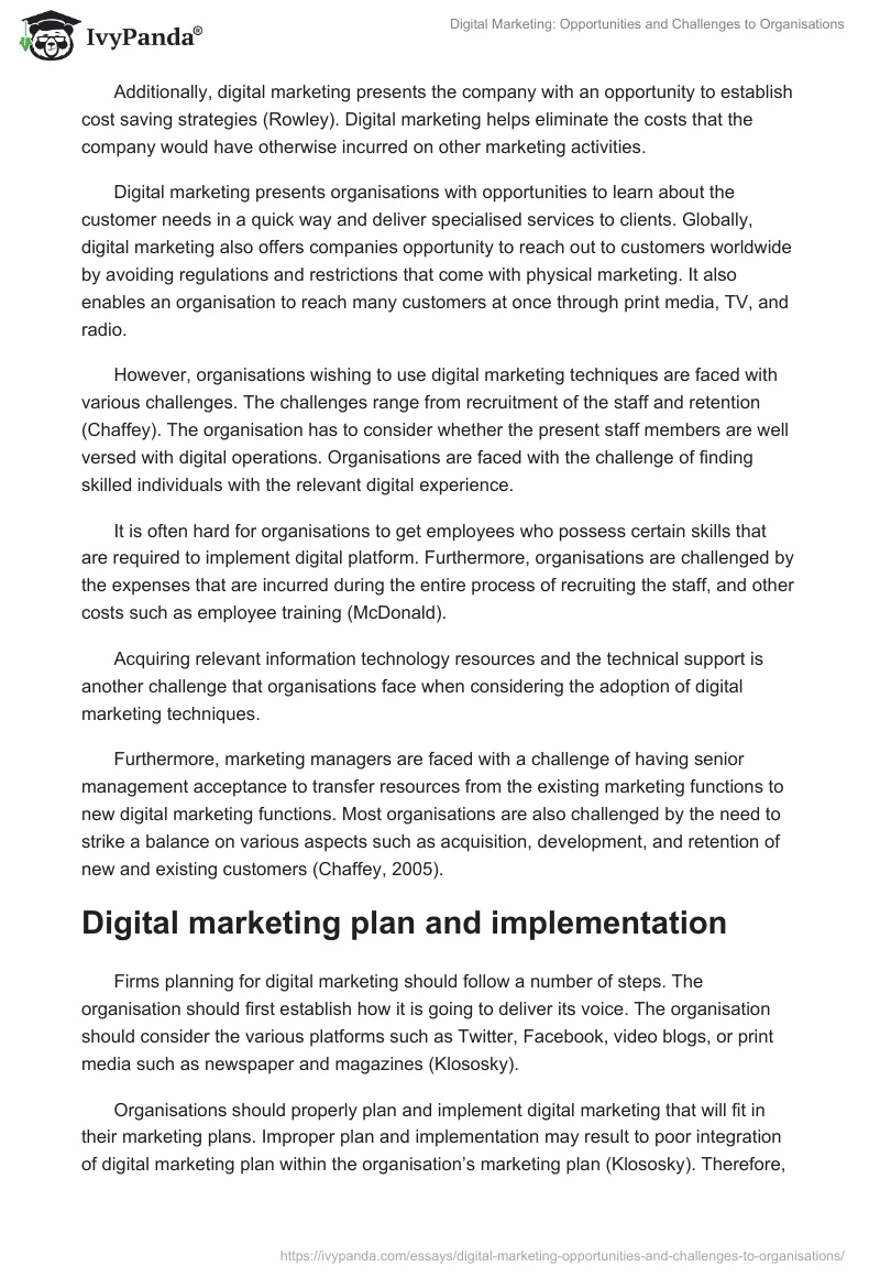 Digital Marketing: Opportunities and Challenges to Organisations. Page 2