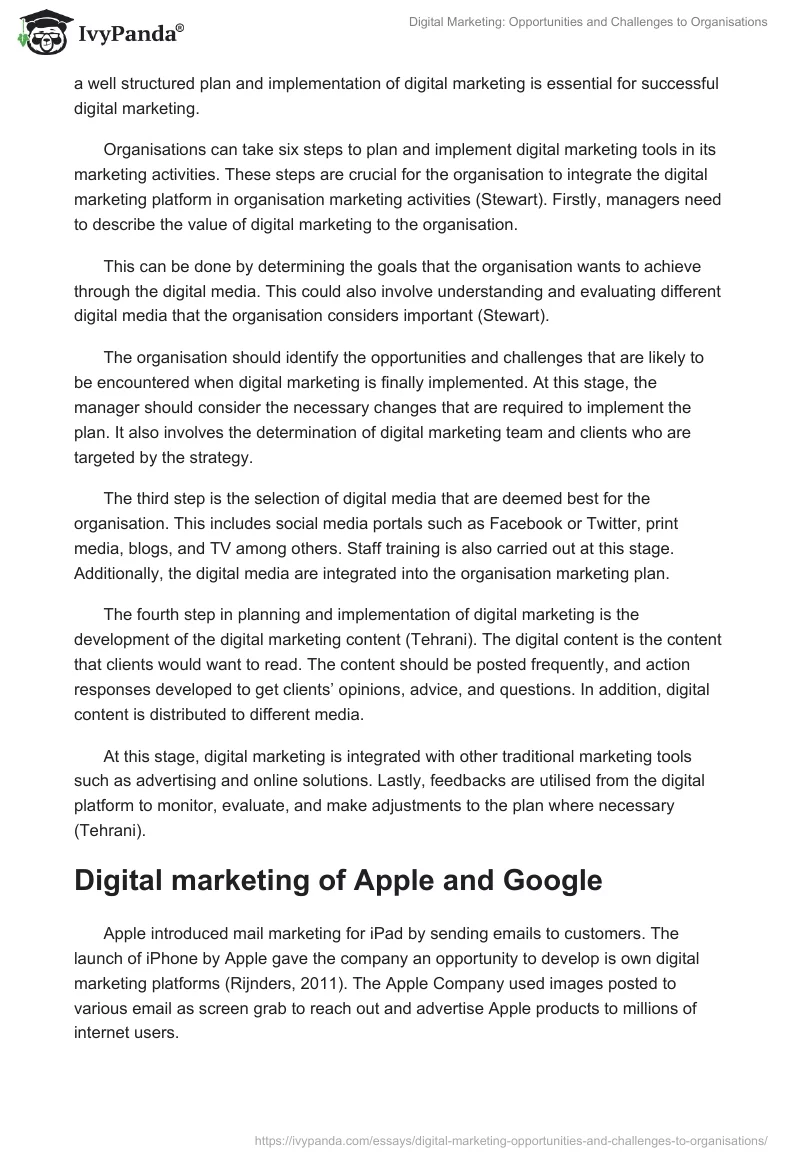 Digital Marketing: Opportunities and Challenges to Organisations. Page 3