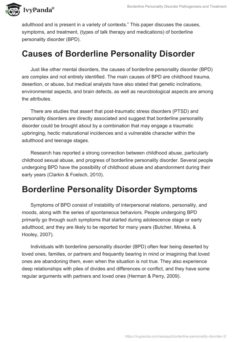 Borderline Personality Disorder Pathogenesis and Treatment. Page 2