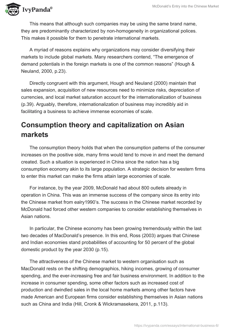 McDonald’s Entry Into the Chinese Market. Page 5