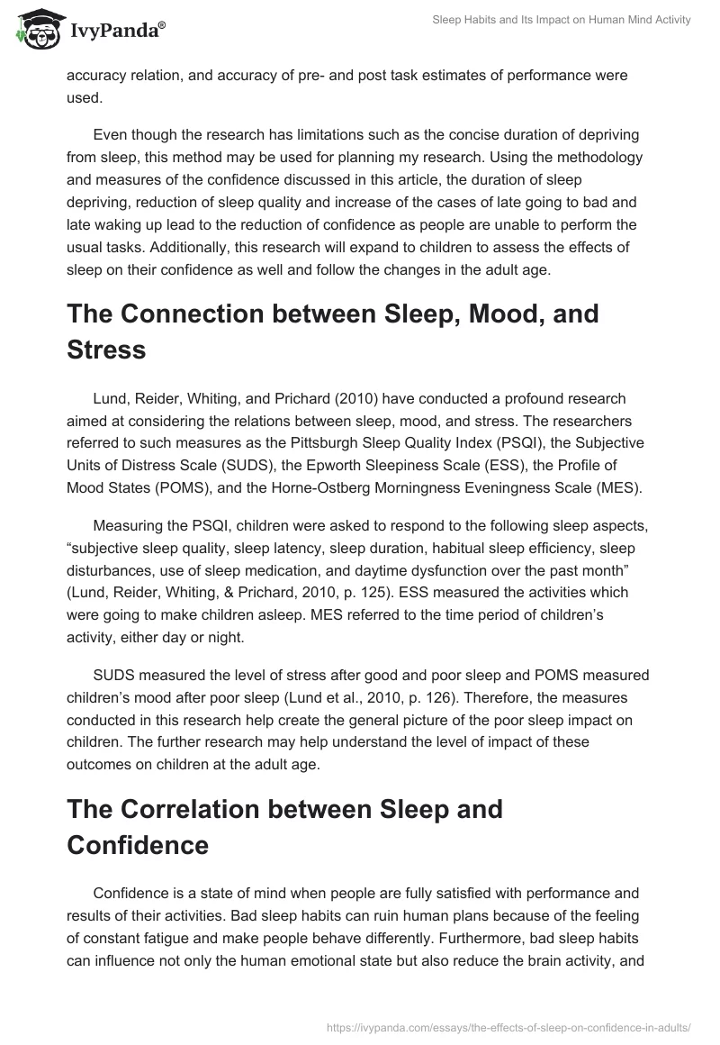 Sleep Habits and Its Impact on Human Mind Activity. Page 4