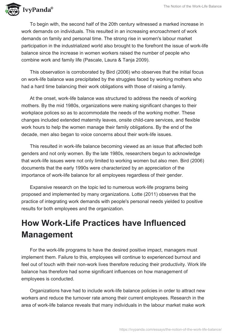 The Notion of the Work-Life Balance. Page 2