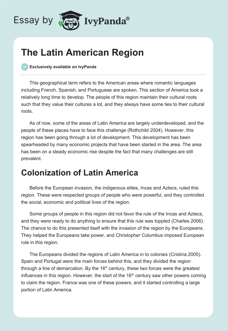 The Latin American Region. Page 1