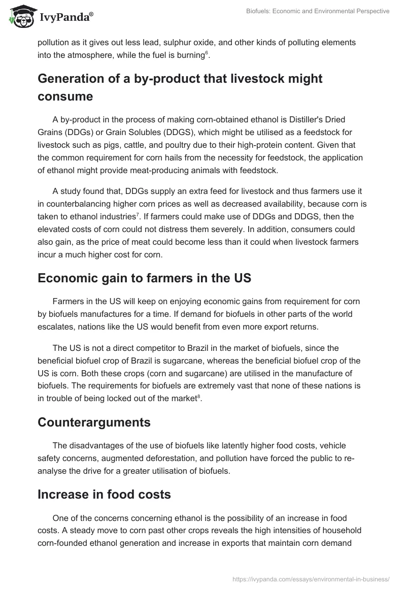 Biofuels: Economic and Environmental Perspective. Page 3