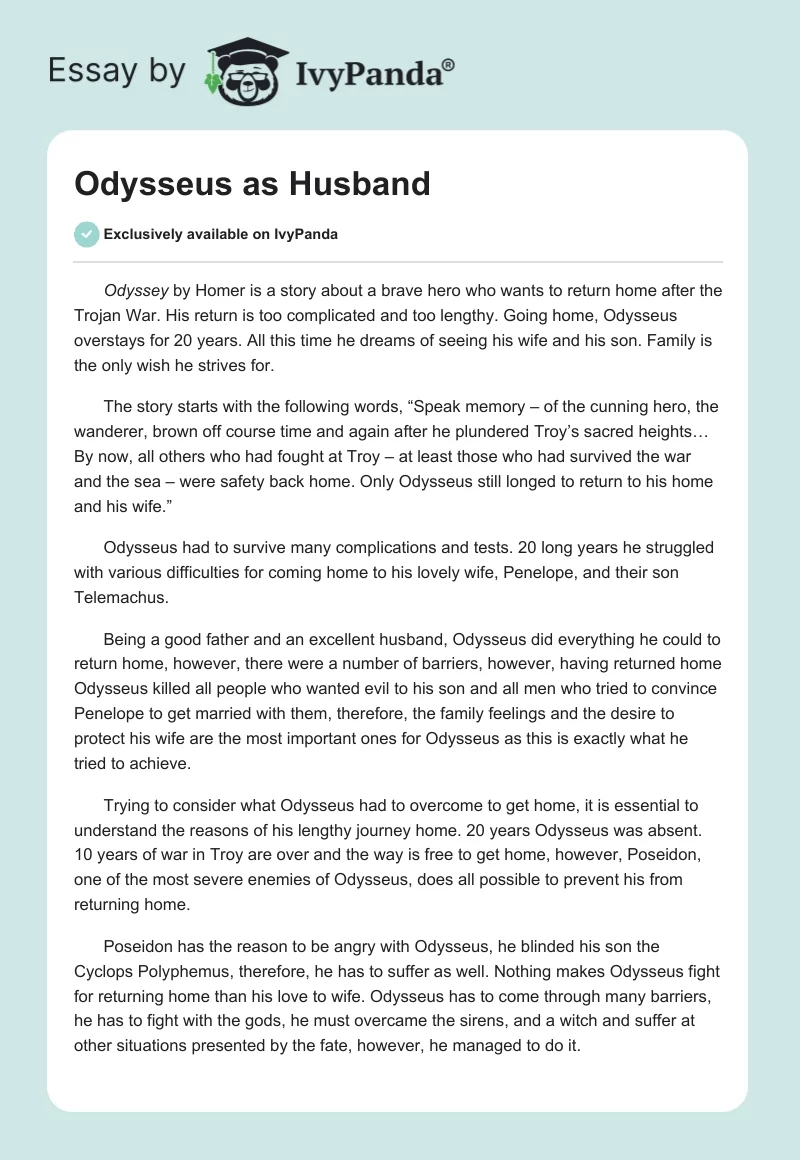 Odysseus as Husband. Page 1