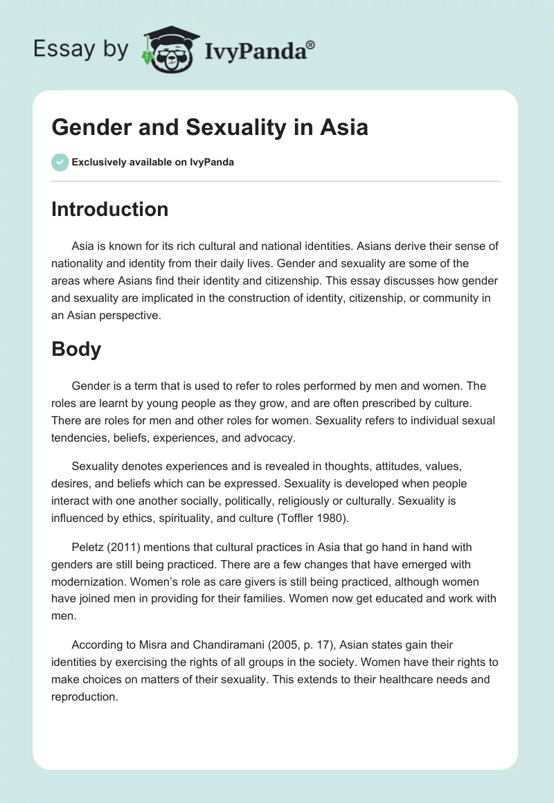 Gender and Sexuality in Asia. Page 1