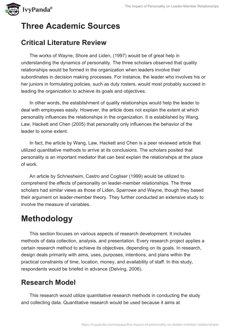 The Impact of Personality on Leader-Member Relationships. Page 3