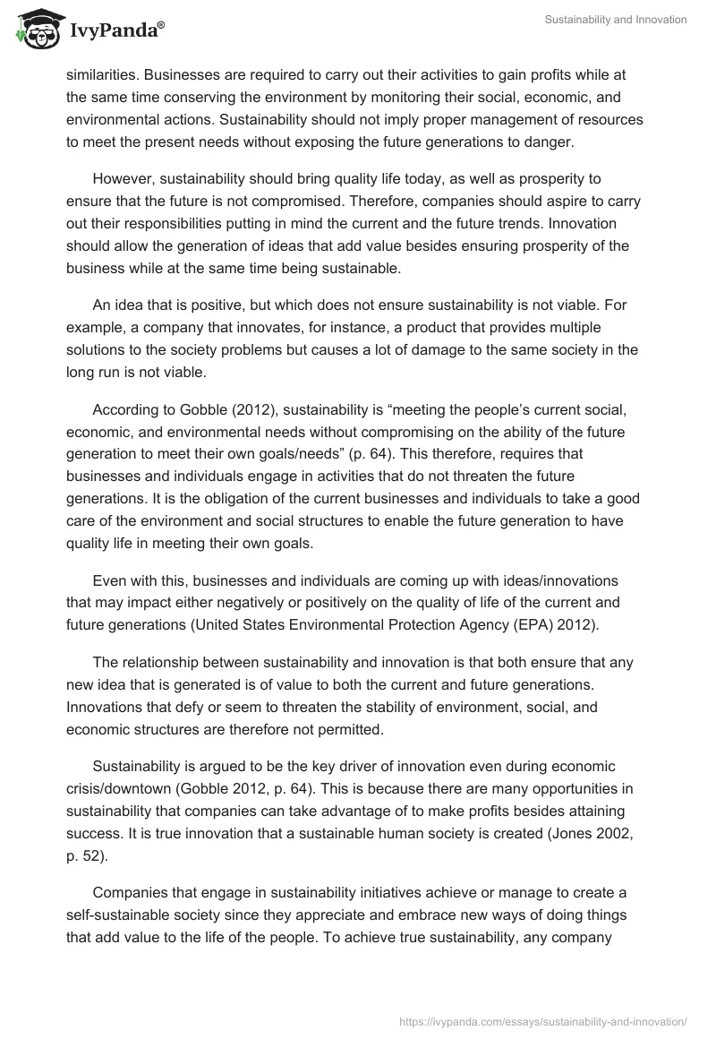 Sustainability and Innovation. Page 4