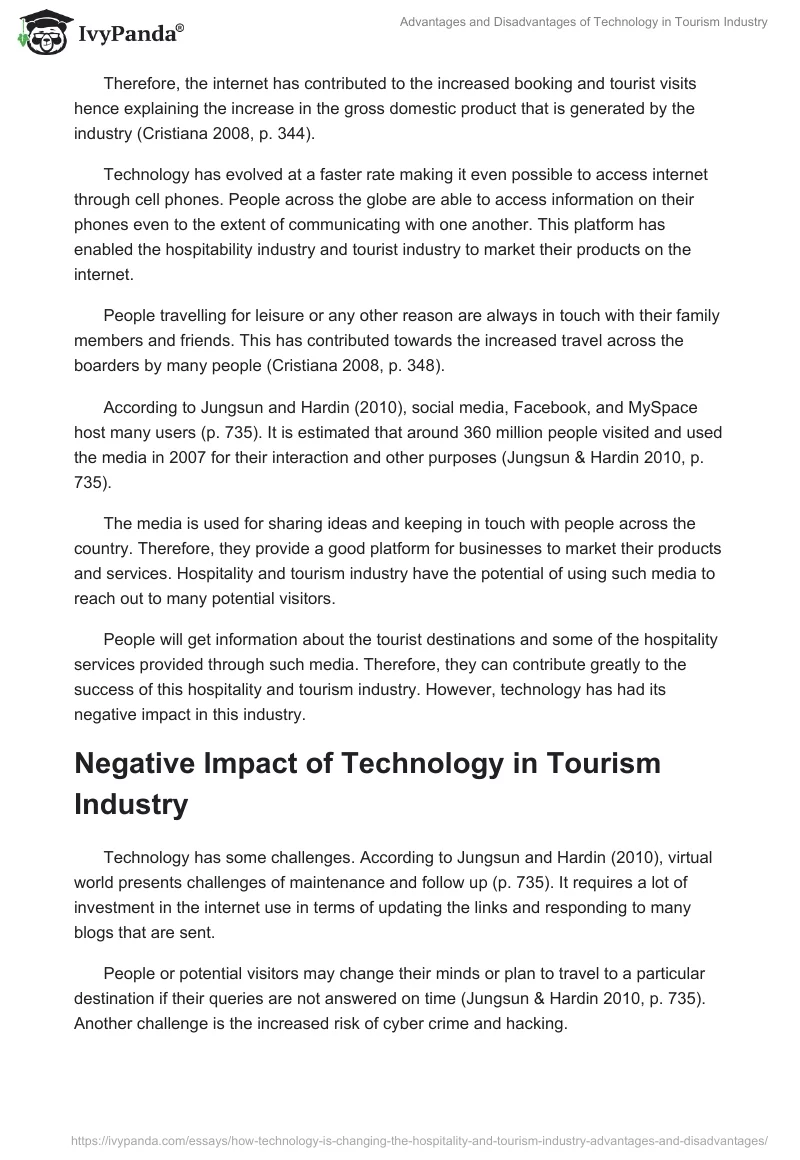 Advantages and Disadvantages of Technology in Tourism Industry. Page 5