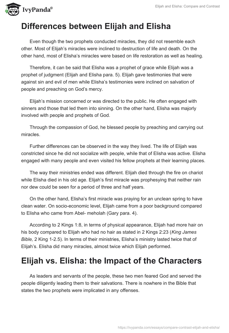 Elijah and Elisha: Compare and Contrast. Page 2