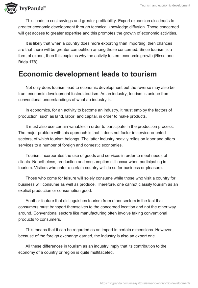 Tourism and economic development. Page 5