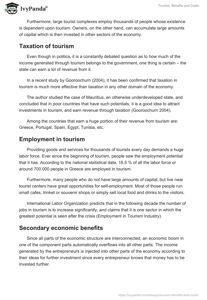 Tourism: Benefits and Costs. Page 3