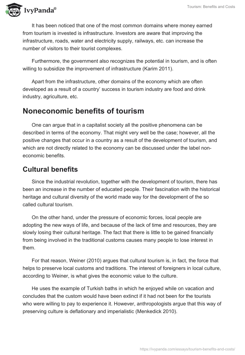 Tourism: Benefits and Costs. Page 4