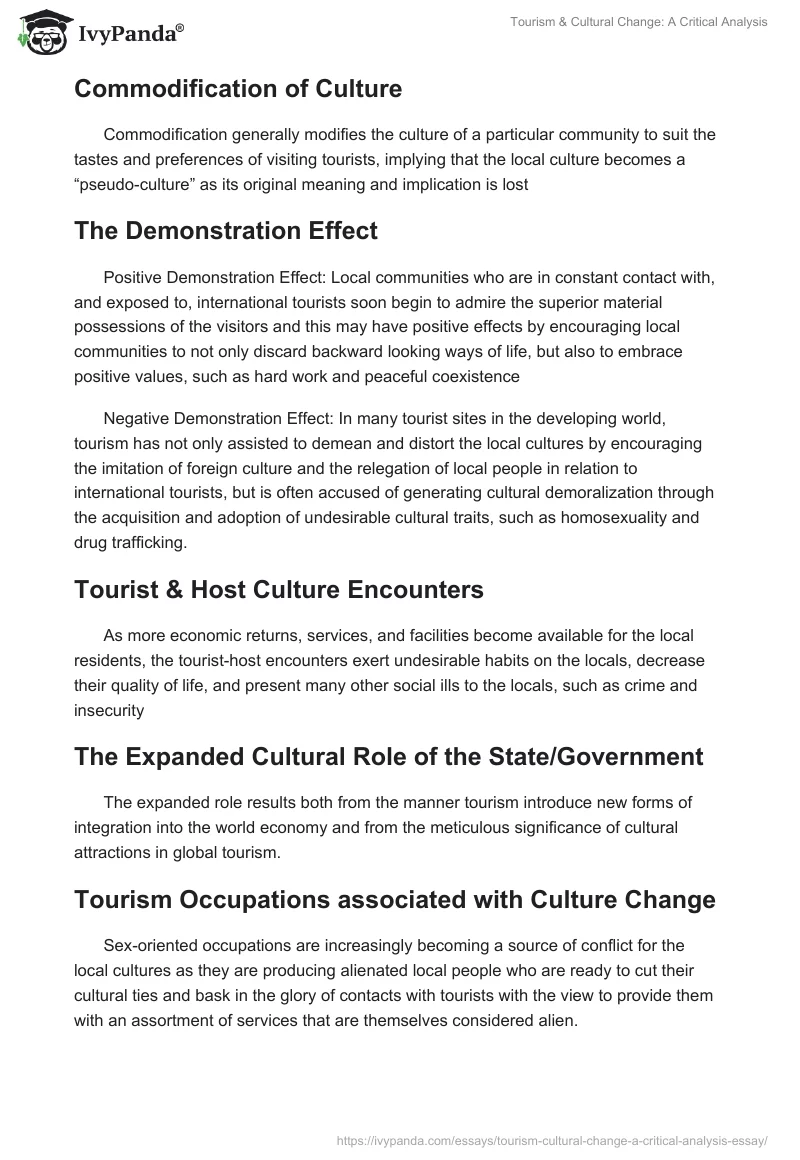 Tourism & Cultural Change: A Critical Analysis. Page 2