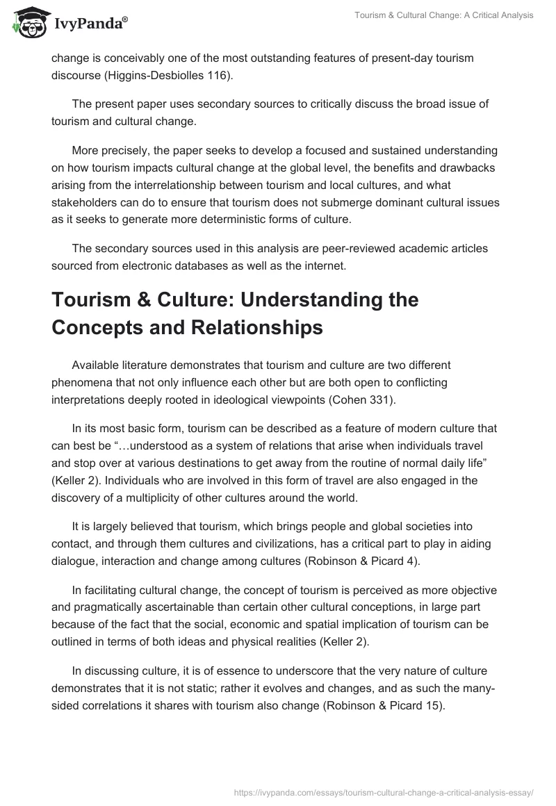 Tourism & Cultural Change: A Critical Analysis. Page 4