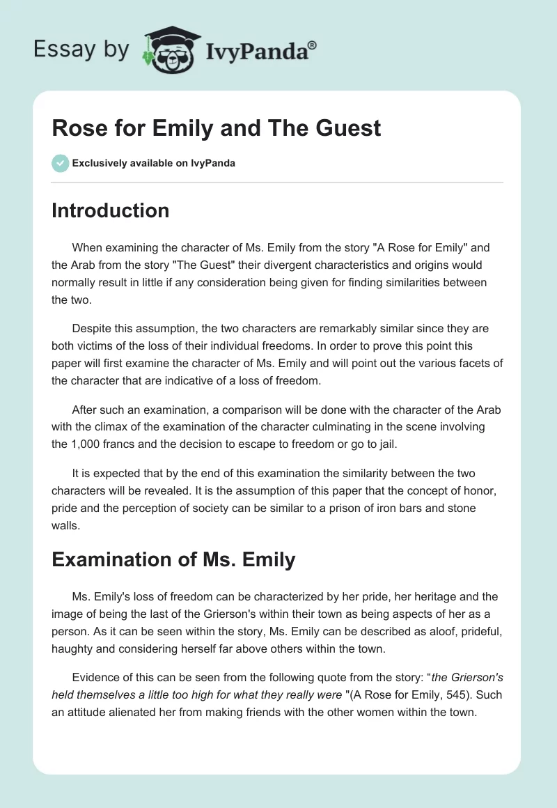 A Rose for Emily and The Guest. Page 1