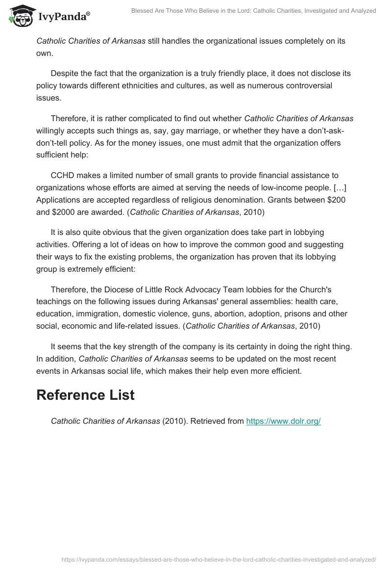 Blessed Are Those Who Believe in the Lord: Catholic Charities, Investigated and Analyzed. Page 2