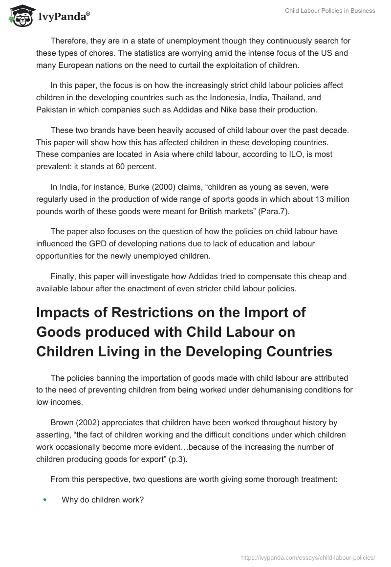 Child Labour Policies in Business. Page 2