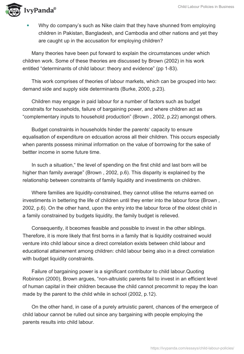 Child Labour Policies in Business. Page 3