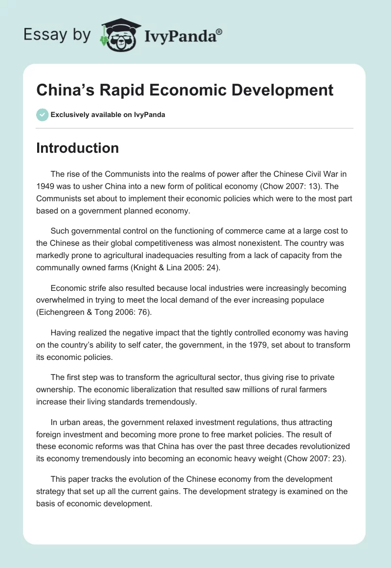 China’s Rapid Economic Development. Page 1