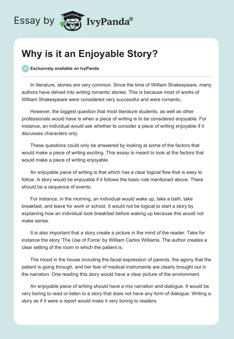 Why is it an Enjoyable Story?. Page 1