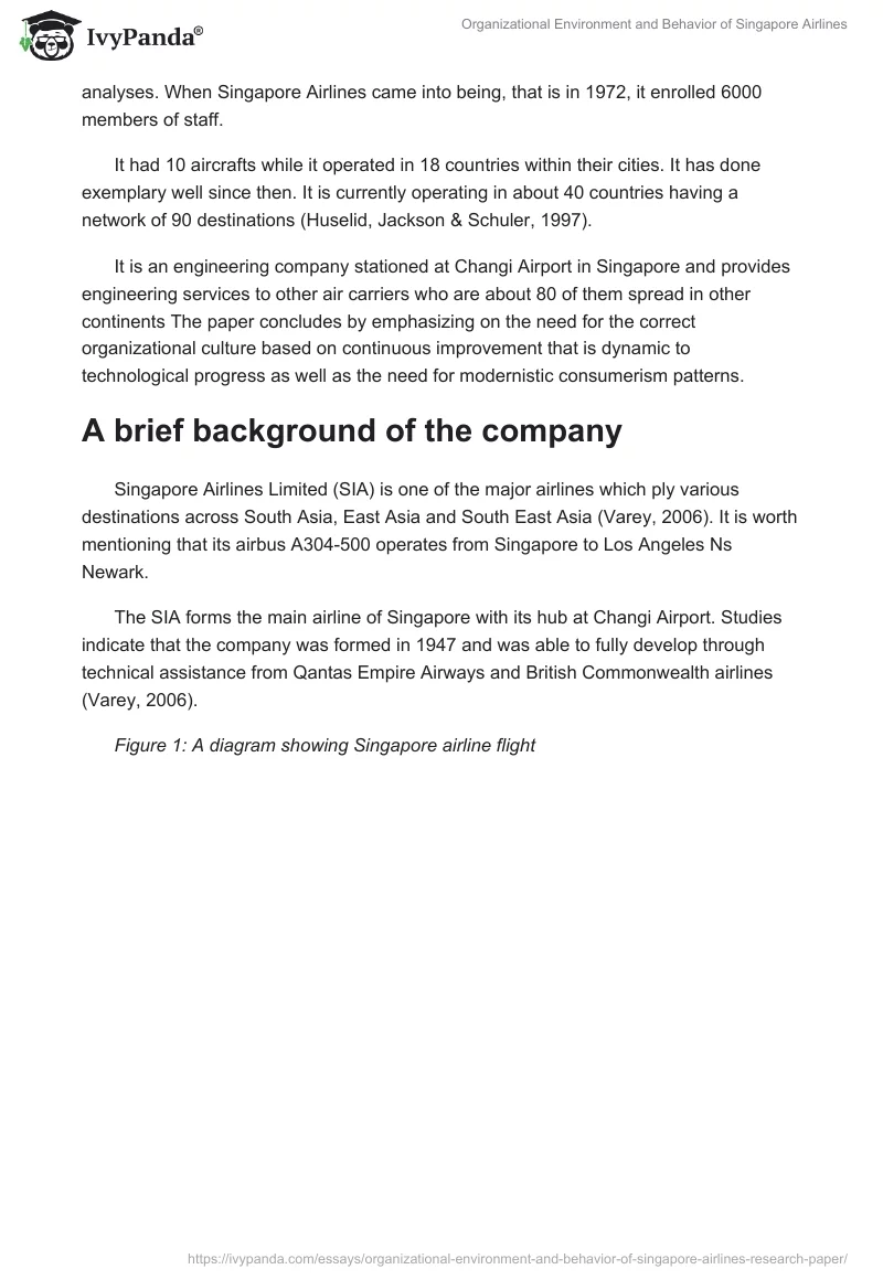 Organizational Environment and Behavior of Singapore Airlines. Page 2