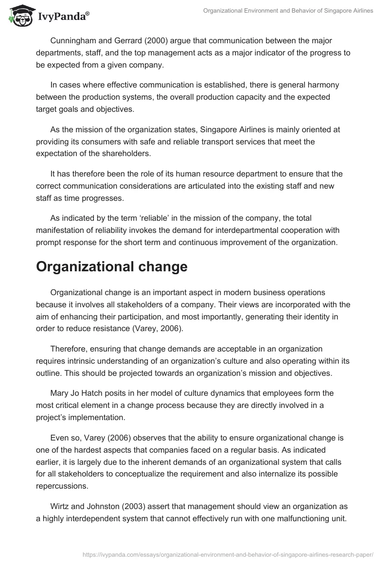 Organizational Environment and Behavior of Singapore Airlines. Page 5