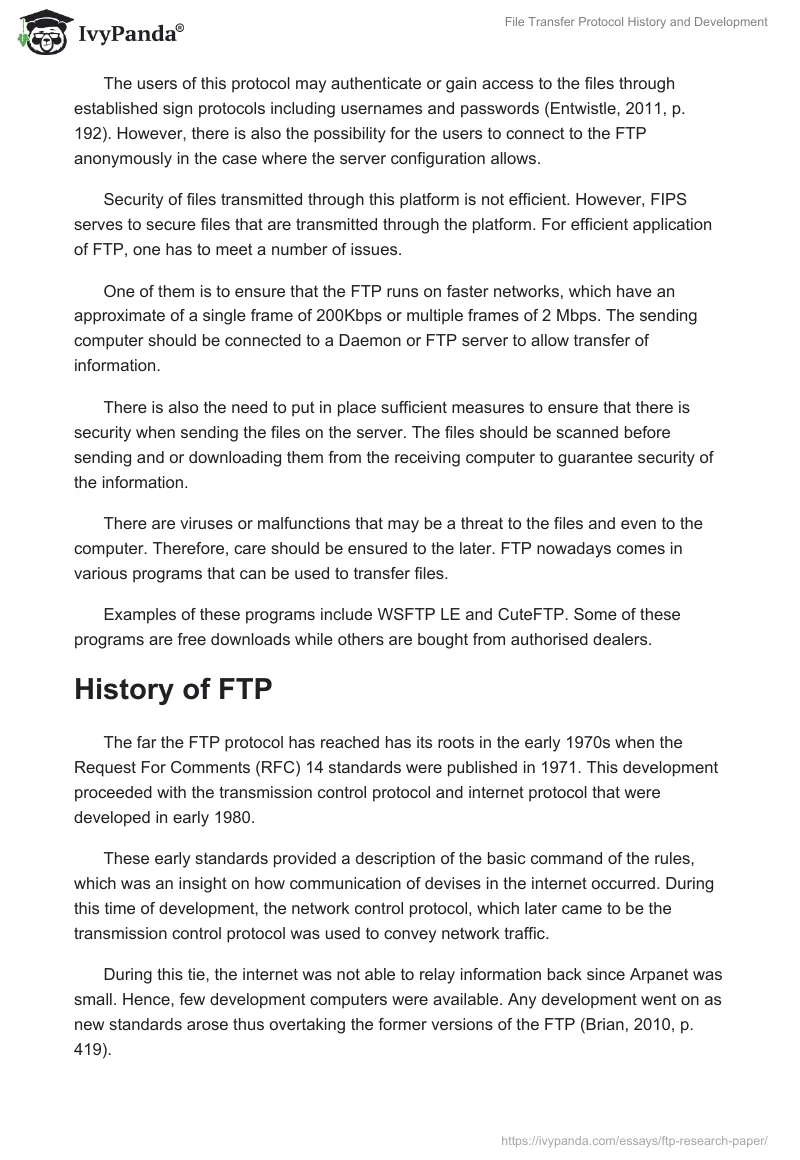 File Transfer Protocol History and Development. Page 2